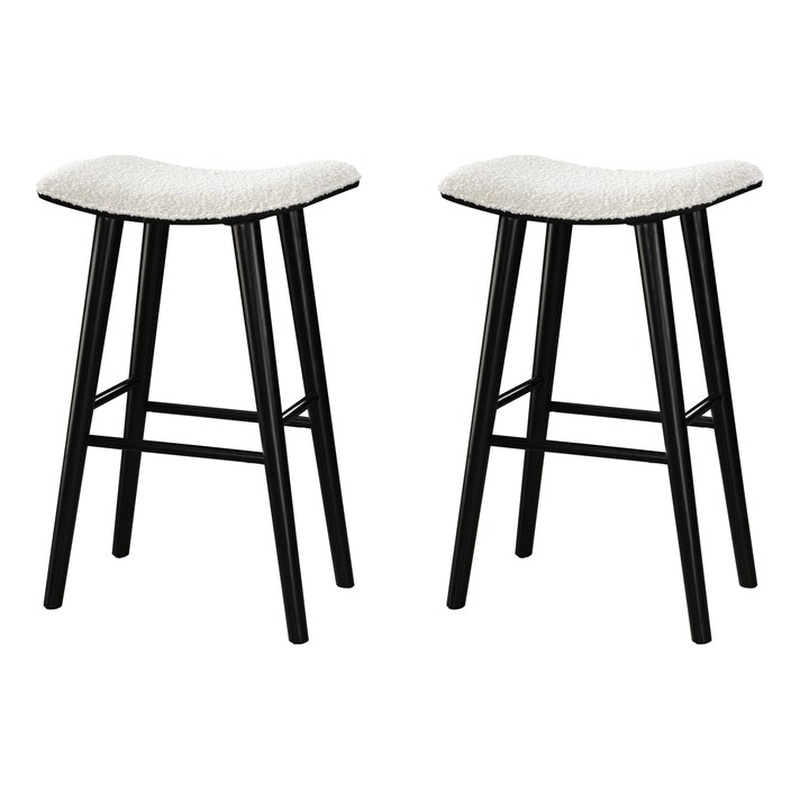 LuXeo Luna 29 in. Black Legs - White Seat (Set of 2)