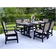 LuXeo Tuscany Black Woven  Rattan Dining Set-7 Piece