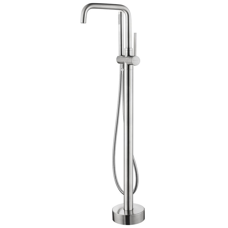 Vinnova Delara Freestanding Chrome Tub Faucet with Hand Shower in Nickel