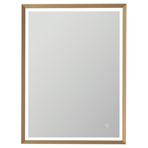 Vinnova Como 24&quot Rectangle LED Wall Mount Bathroom Vanity Mirror in Gold Frame
