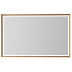 Vinnova Como 48&quot Rectangle LED Wall Mount Bathroom Vanity Mirror in Gold Frame