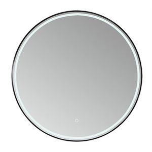Vinnova Campobasso 32&quot Round LED Wall Mount Bathroom Vanity Mirror Black Frame