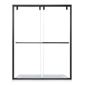 Brescia 60&quot W x 76&quot H Double Sliding Framed Glass Shower Door in Matte Black