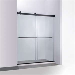 Spezia 64&quot W x 76&quot H Double Sliding Frameless Glass Shower Door in Matte Black
