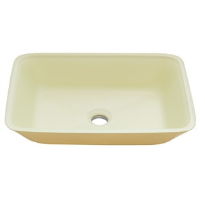 Vinnova Tudela 18&quot x 13&quot Matte White Glass Rectangle Bathroom Vanity Vessel Sink