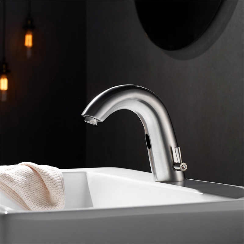 Jumilla Automatic Sensor Touchless Single-Hole Satin Nickel Bathroom Faucet