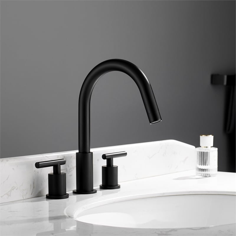 Vinnova Lodosa Widespread Matte Black Bathroom Basin Sink Faucet