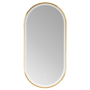 Grande 18&quot Oval LED Lighted Bathroom Vanity Wall Mirror Gold Aluminum Frame