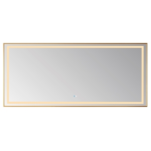 Teruel 72&quot Rectangle Gold Aluminum Framed LED Wall Mount Bathroom Vanity Mirror
