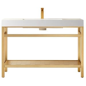 Ablitas 48&quot Single Sink Bathroom Vanity Brushed Gold Metal Frame White Top