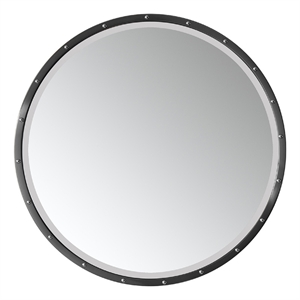 Vinnova Cuneo 28&quot Round Bathroom Vanity Wall Mount Mirror Matte Black Frame