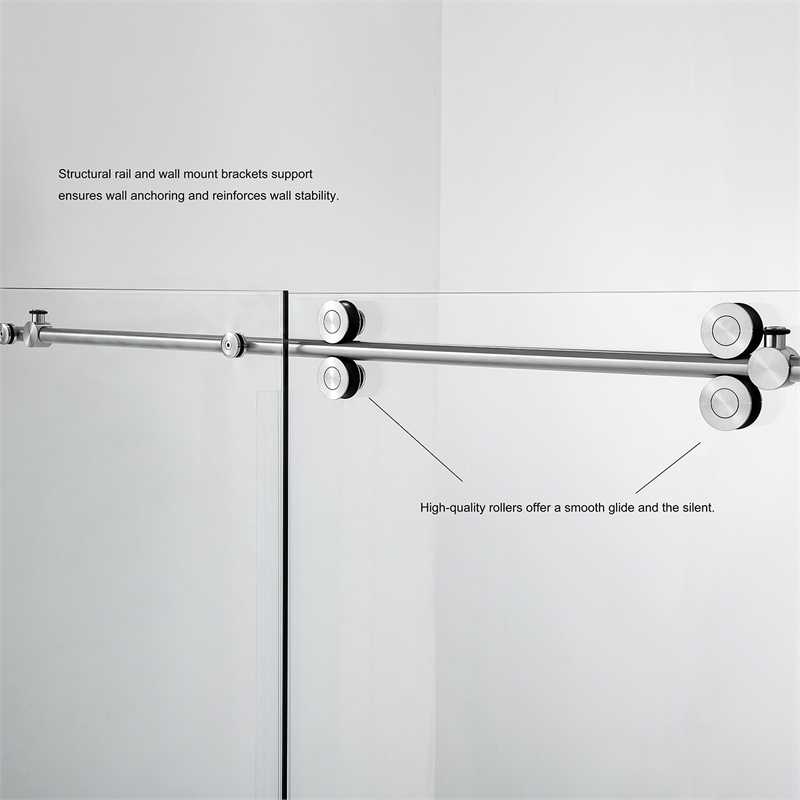 Vinnova Villena Glass Shower Enclosure with Sliding Door in Clear/Brushed Nickel