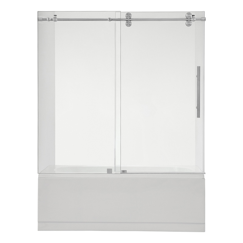 Vinnova Villena Glass Shower Enclosure with Sliding Door in Clear/Brushed Nickel