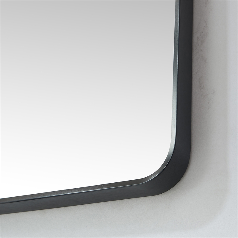 Vinnova Mutriku Rectangle Aluminum Bathroom Vanity Mirror in Brushed Black