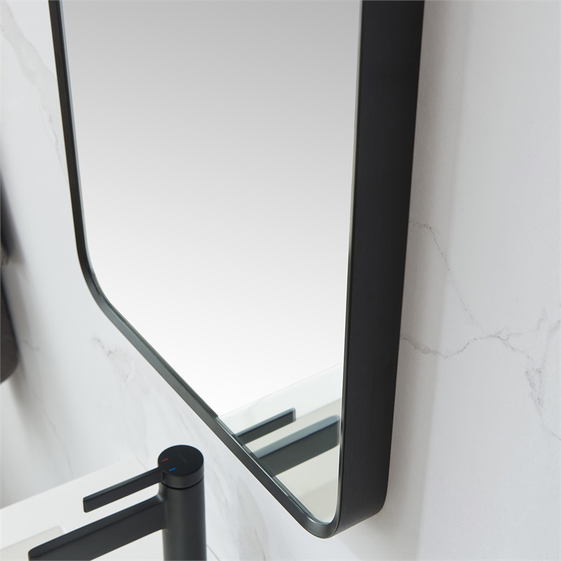 Vinnova Mutriku Rectangle Aluminum Bathroom Vanity Mirror in Brushed Black