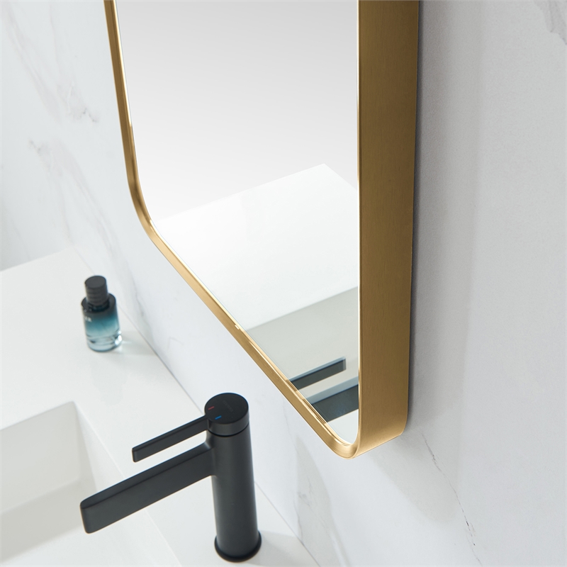 Vinnova Mutriku Rectangle Aluminum Bathroom Vanity Mirror in Brushed Gold