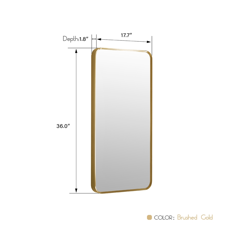 Vinnova Mutriku Rectangle Aluminum Bathroom Vanity Mirror in Brushed Gold
