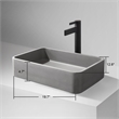 Vinnova Avila Rectangular Modern Concrete Stone Vessel Bathroom Sink in Gray