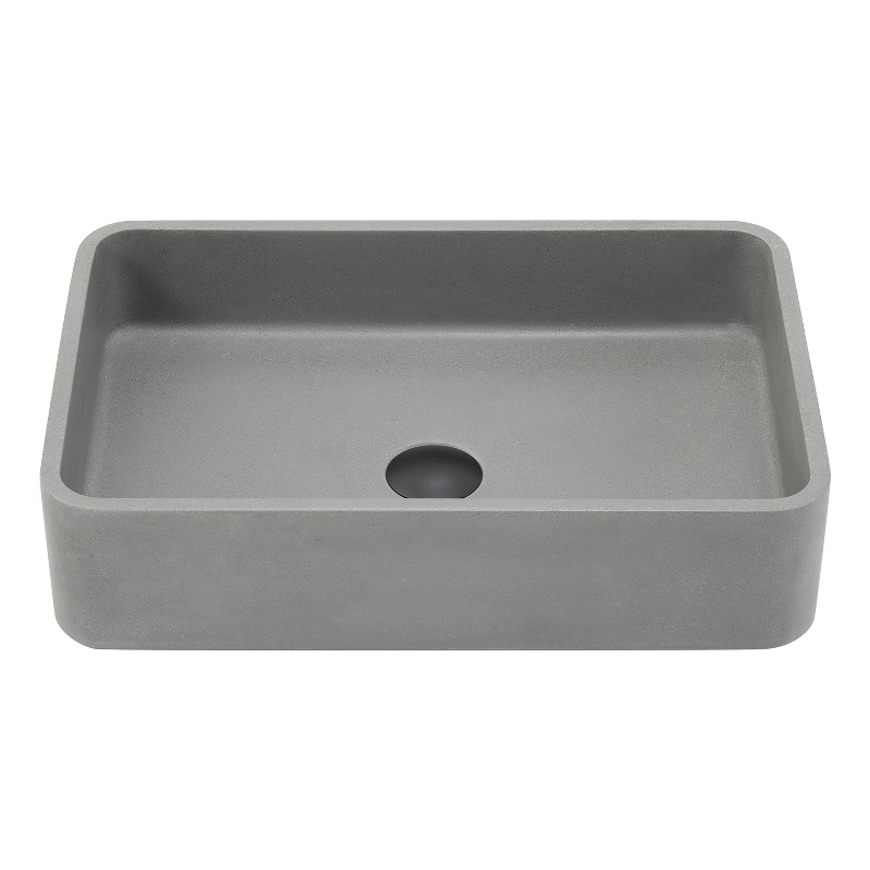Vinnova Avila Rectangular Modern Concrete Stone Vessel Bathroom Sink in Gray