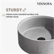 Vinnova Almonte Circular Modern Concrete Stone Vessel Bathroom Sink in Gray
