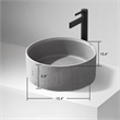 Vinnova Almonte Circular Modern Concrete Stone Vessel Bathroom Sink in Gray