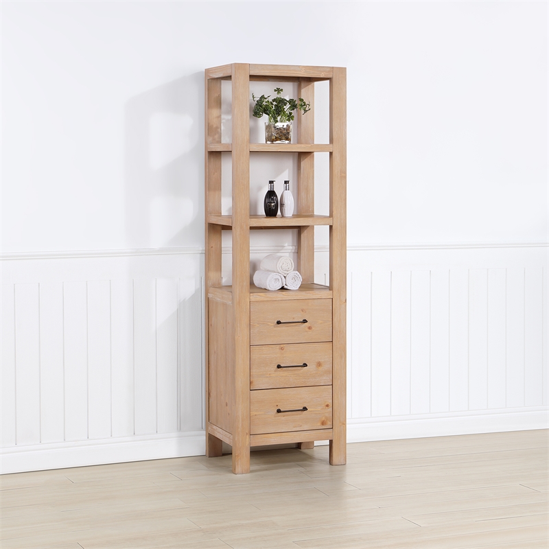 Leon 22in. Brown Linen Storage Cabinet for Bathroom and more