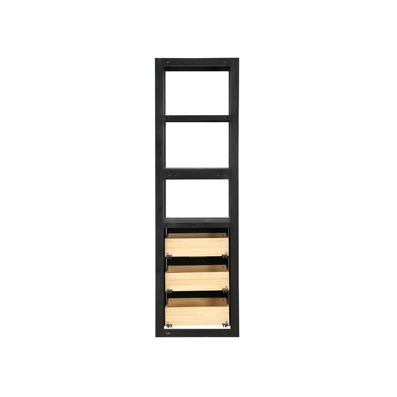 Cadiz 22in. Black Storage Cabinet with 3 Drawers 3 Shelves for Bathroom and more