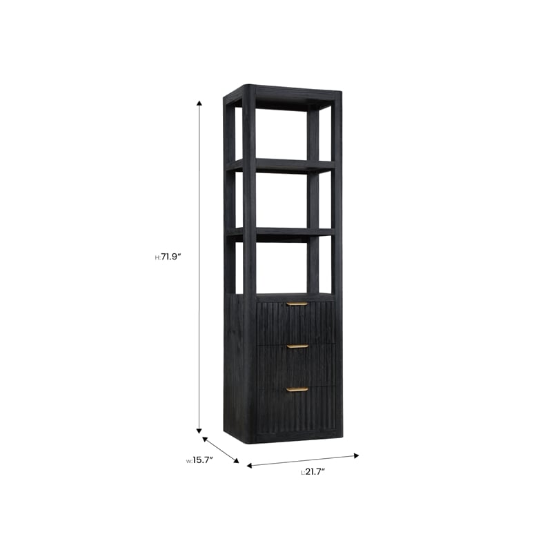 Cadiz 22in. Black Storage Cabinet with 3 Drawers 3 Shelves for Bathroom and more