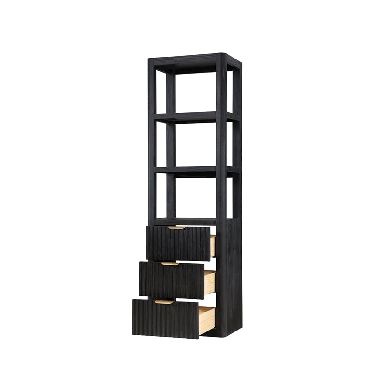 Cadiz 22in. Black Storage Cabinet with 3 Drawers 3 Shelves for Bathroom and more