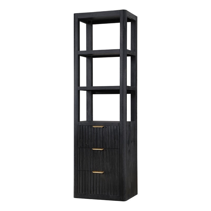 Cadiz 22in. Black Storage Cabinet with 3 Drawers 3 Shelves for Bathroom and more
