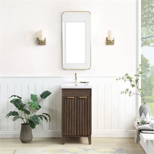 Palos 18&quot Single Bath Vanity in Spruce Antique Brown with White Basin & Mirror