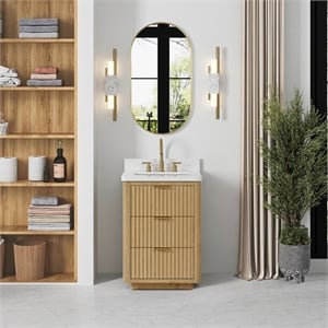 Cadiz 24&quot Single Bathroom Vanity in Washed Ash Grey w/Lightning White Composite