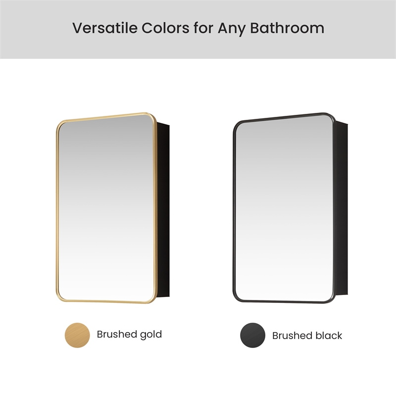 Talayuela 20 in.W x 32 in.H Aluminum Framed Medicine Cabinet in Brushed Gold