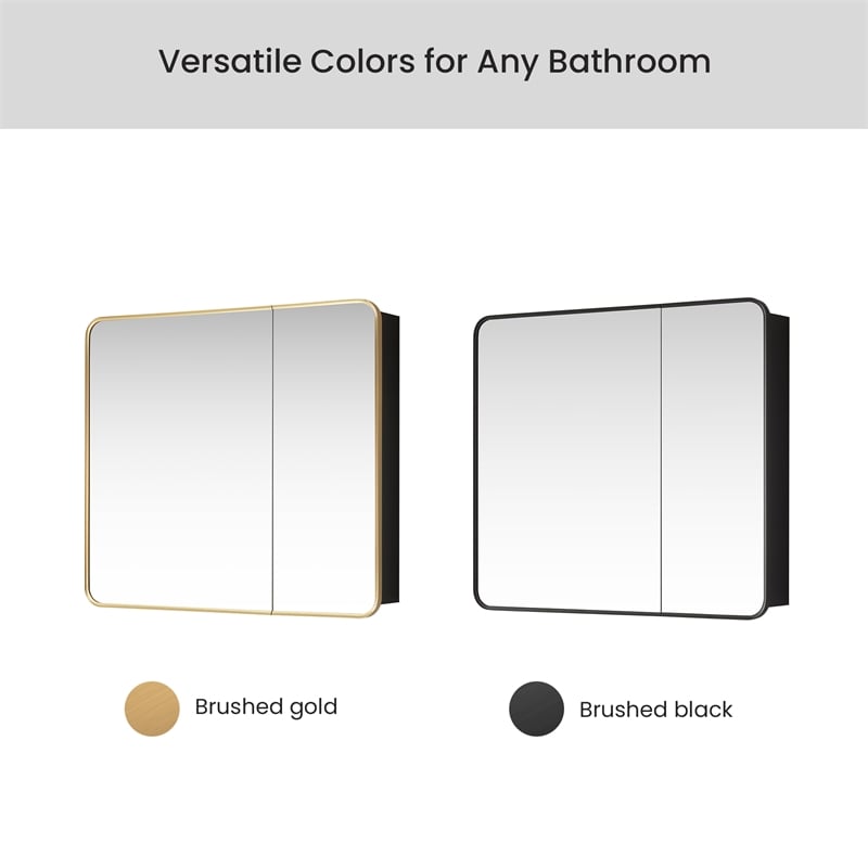 Talayuela 36 in.W x 32 in.H Aluminum Framed Medicine Cabinet in Brushed Black