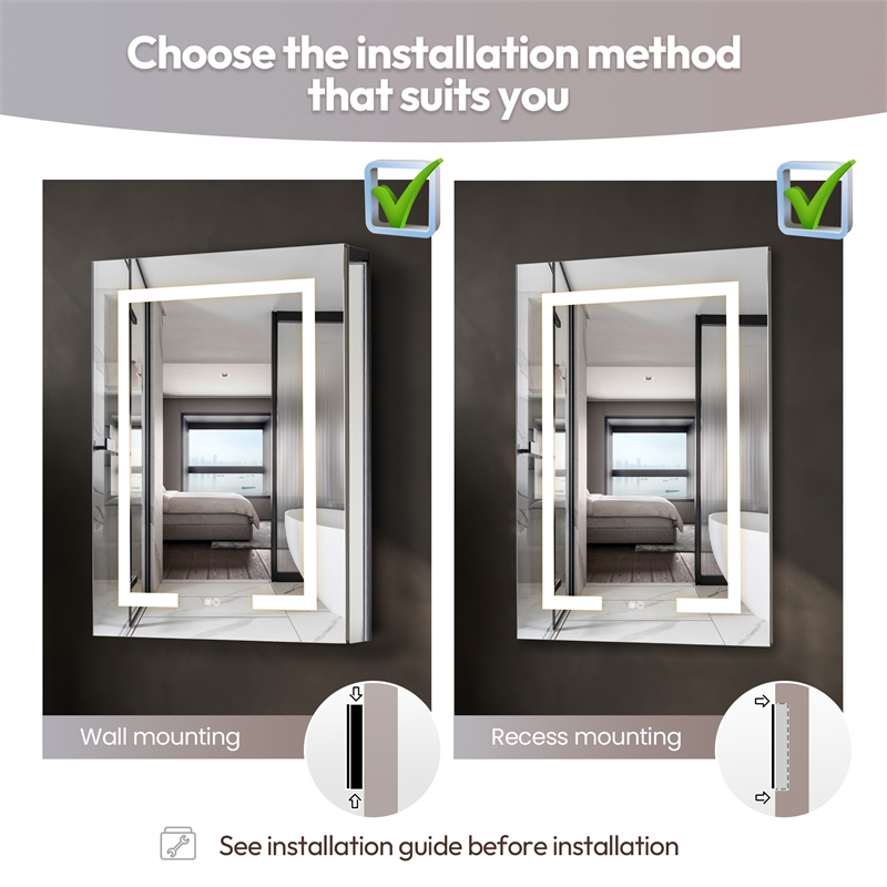Santona 24 in.W x 32 in.H Medicine Cabinet with Aluminum Frameless LED Mirror