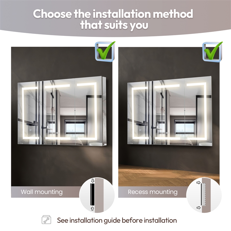 Santona 48 in.W x 32 in.H Medicine Cabinet with Aluminum Frameless LED Mirror