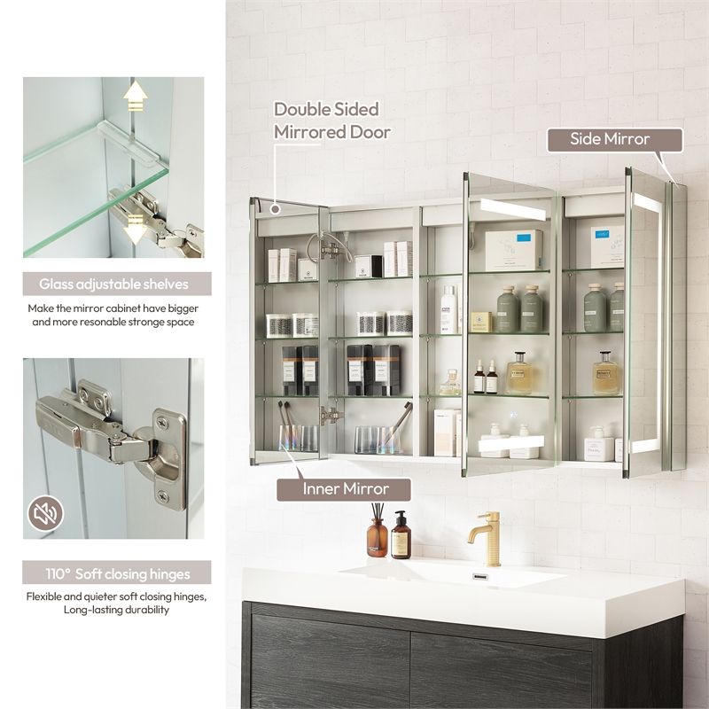 Santona 48 in.W x 32 in.H Medicine Cabinet with Aluminum Frameless LED Mirror