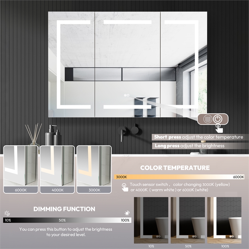 Santona 48 in.W x 32 in.H Medicine Cabinet with Aluminum Frameless LED Mirror