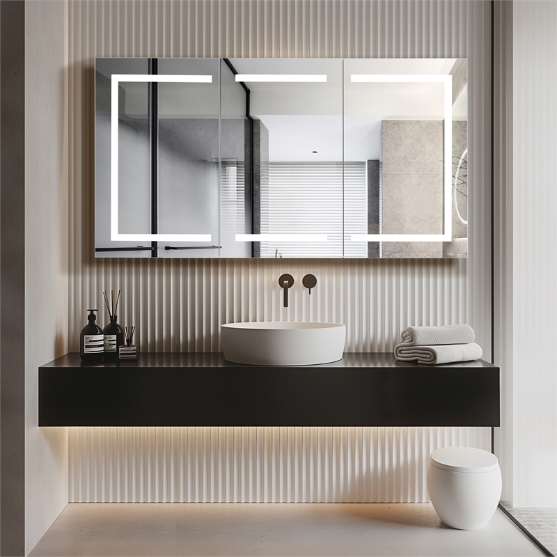 Santona 60 in.W x 32 in.H Medicine Cabinet with Aluminum Frameless LED Mirror