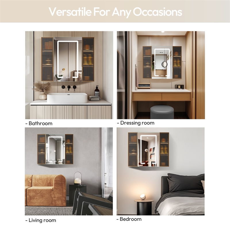 Cervia 35.4 in.W x 29.5 in.H Medicine Cabinet with Aluminum Frameless LED Mirror