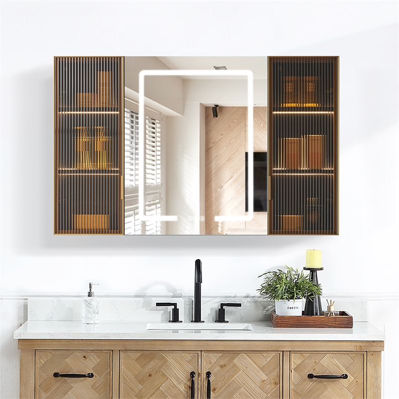 Cervia 47.2 in.W x 29.5 in.H Medicine Cabinet with Aluminum Frameless LED Mirror