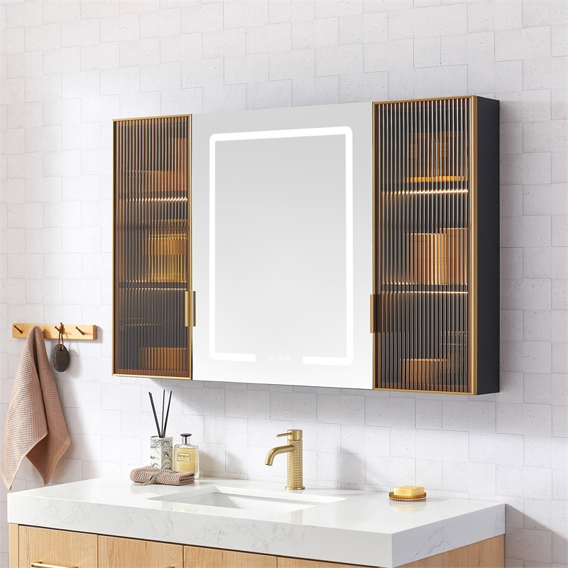 Cervia 47.2 in.W x 29.5 in.H Medicine Cabinet with Aluminum Frameless LED Mirror
