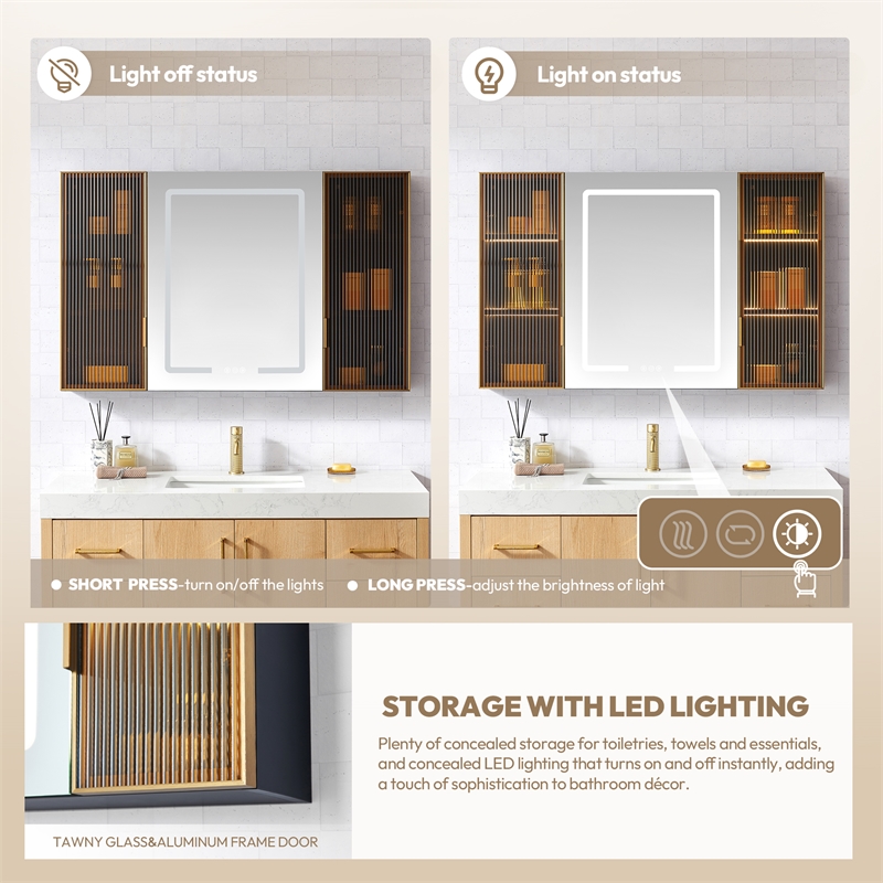 Cervia 47.2 in.W x 29.5 in.H Medicine Cabinet with Aluminum Frameless LED Mirror