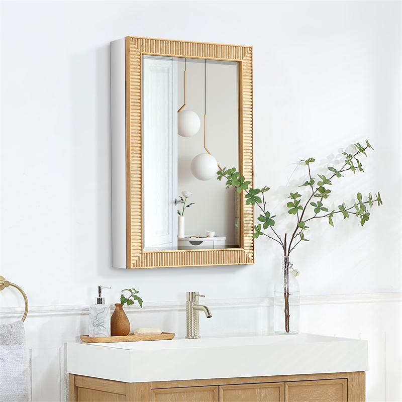 Bangalore 24 in.W x 31.9 in.H Wood Framed Medicine Cabinet in Washed Ash Grey
