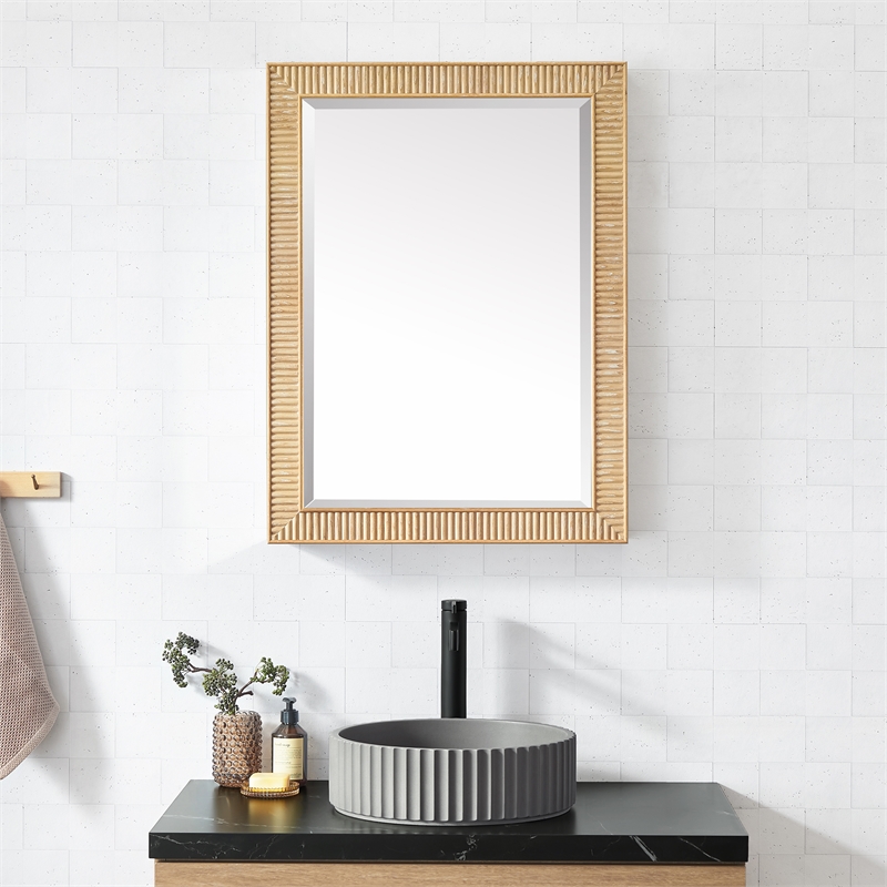 Bangalore 24 in.W x 31.9 in.H Wood Framed Medicine Cabinet in Washed Ash Grey