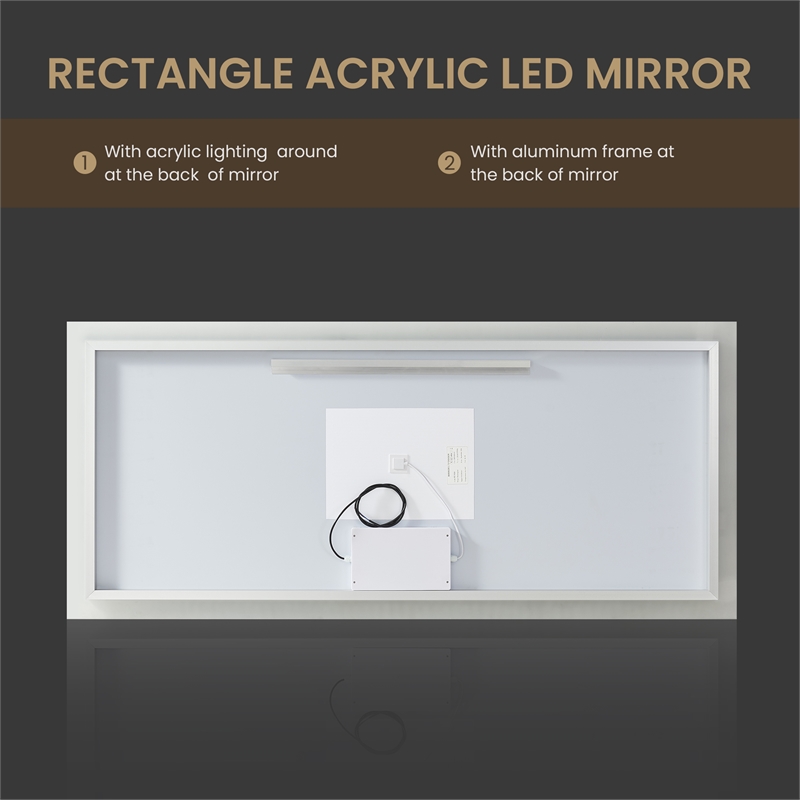 Beijing 72 in. W x 32 in. H Rectangular Aluminum Frameless LED Bathroom Mirror