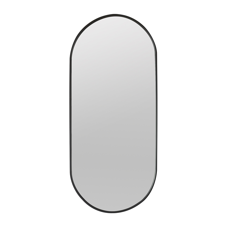 Miajadas 19.7 in. W x 45 in. H Oval Aluminum Framed Bath Mirror in Brushed Black