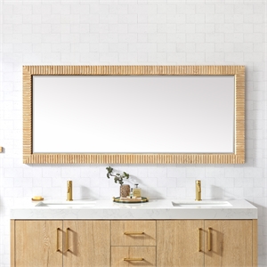 Osaka 72 in. W x 31.9 in. H Wood Framed Bathroom Art Mirror in Washed Ash Grey