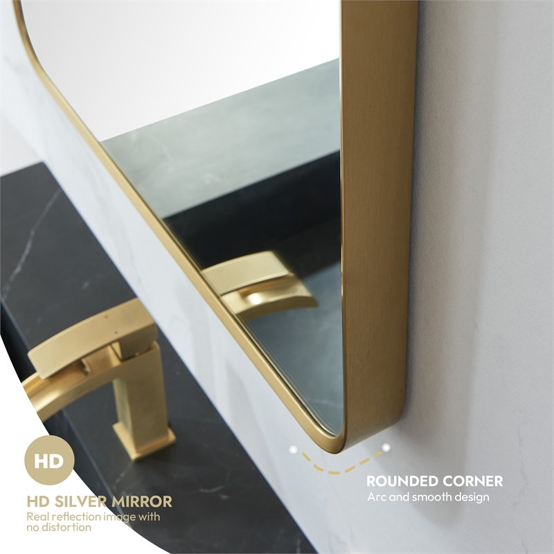Mutriku 24 in.W x 45 in.H Aluminum Framed Bath Mirror in Brushed Gold