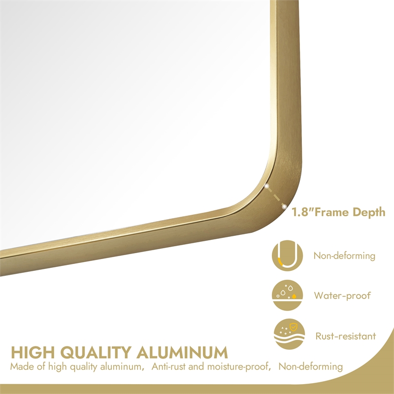 Mutriku 24 in.W x 45 in.H Aluminum Framed Bath Mirror in Brushed Gold